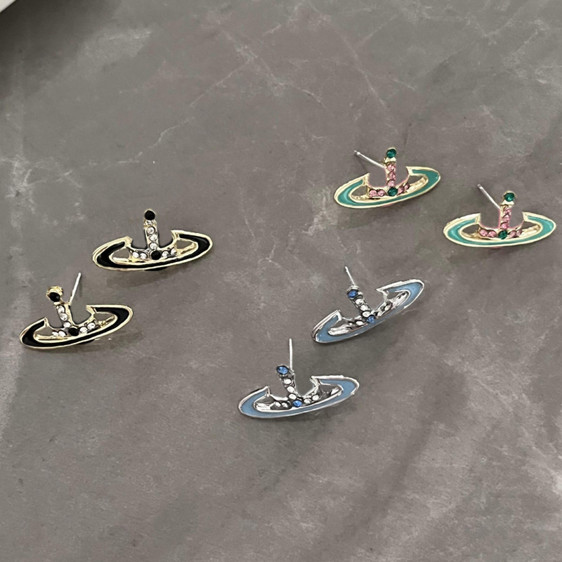 

Cute Saturn Stud Earring Women Cross Planet Earrings Fashion Jewelry for Gift Party