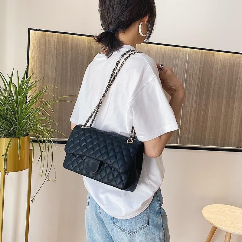 

Designer Handbag Shoulder Chain Bag Clutch Flap Totes Bags Wallet Check Velour Thread Purse Double Letters Solid Hasp Waist Square Stripes Women Luxury Handbags, Black