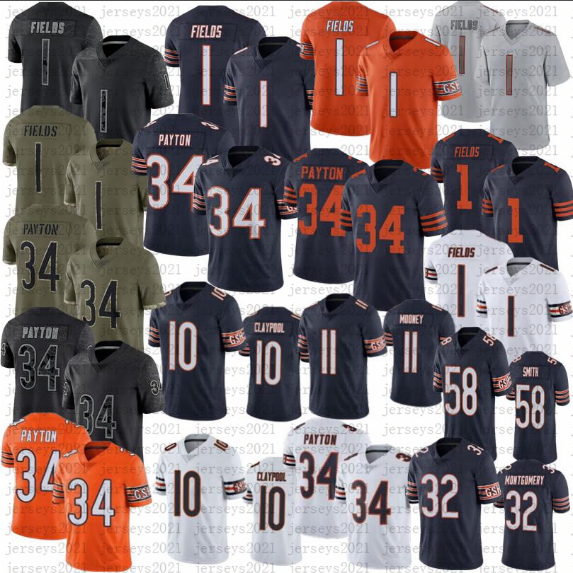 

DJ Moore Justin Fields Football Bear Jersey Chase Claypool Walter Payton Darnell Mooney Stitched Jerseys, As