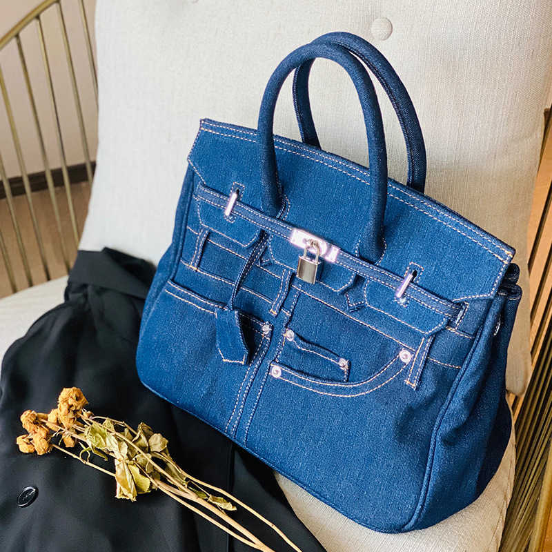 Sac de créateur IPinee grande capacité femmes fourre-tout sac à main Denim élégant dame épaule sacs à bandoulière de haute qualité bleu noir