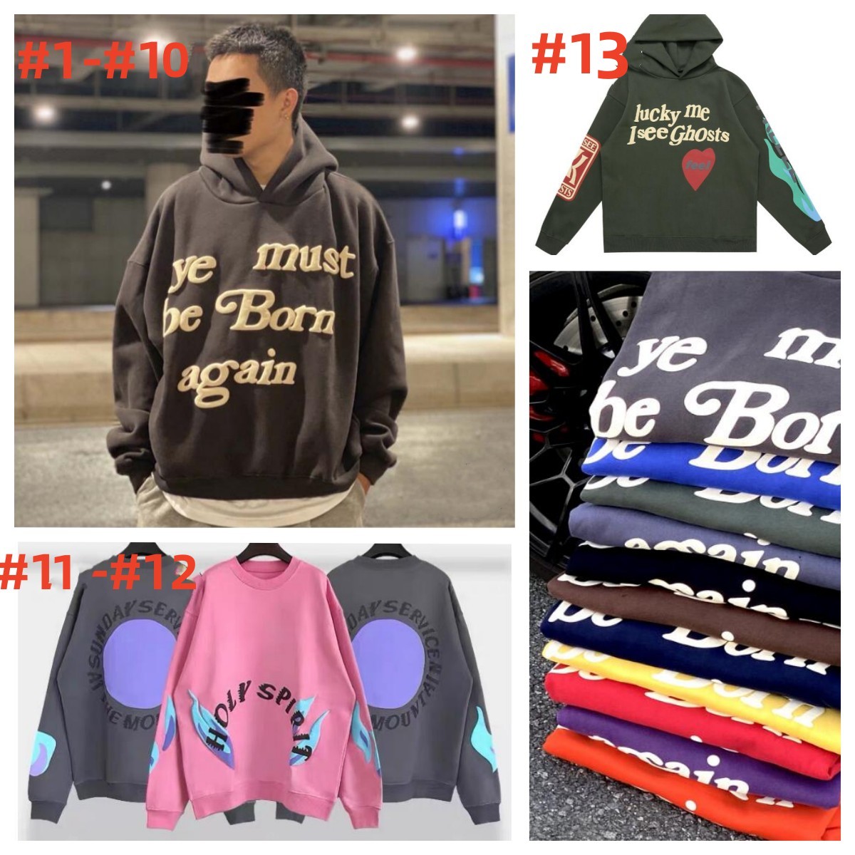 New Fashion Clothing designer hoodie Men&#039;s Hoodies Hip Hop Hoodies CPFM YE MUST BE BORN AGAIN Letter Printed High Street Hooded Sweatshirt 6-image-822339967