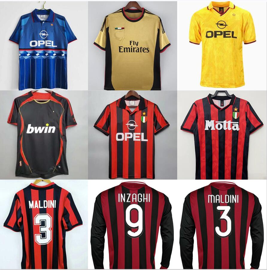 

Retro Soccer Jerseys home away long sleeve Kaka Baggio Maldini VAN BASTEN Pirlo Inzaghi Beckham Gullit Shevchenko Vintage Shirt Classic Kit 93 94 95 96 97 06 07 09 10