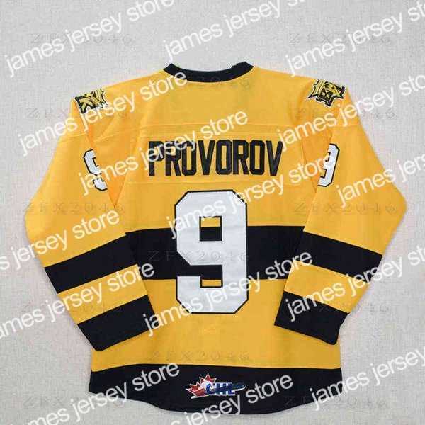 

Hockey Nik1 Custom Brandon Wheat Kings #9 ivan provorov #19 Nolan Patrick #27 ron hextall Yellow Hockey Jersey Stitched  embroidered Customized