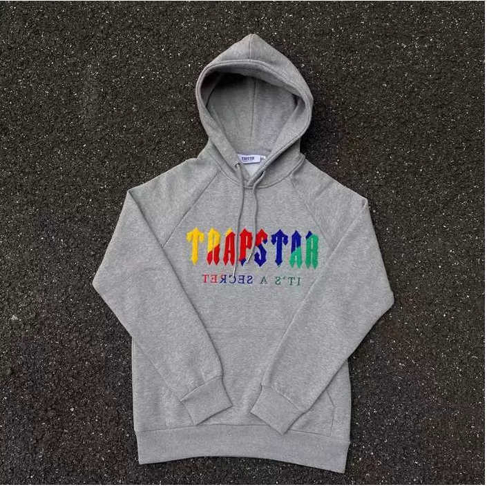 

hoodie Trapstar full tracksuit rainbow towel embroidery decoding hooded sportswear men and women sportswear suit zipper trousers Size XL, 00