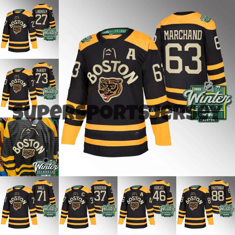 

Bruins 2023 Winter Classic Hockey Jerseys Boston Patrice Bergeron David Pastrnak Charles Mcavoy Brad Marchand Taylor Hall Lindholm David Krejci Greer Zacha Youth, 10 a.j. greer