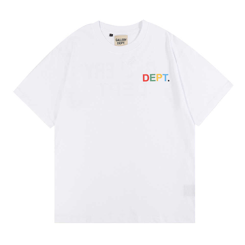 

Men T-shirt Unisex Gall Dep Cotton Fashion Designer Casual Colorful Alphabet Print High Double Yarn Short Sleeve for Women Round Neck Loose FCWD, 6002 - white