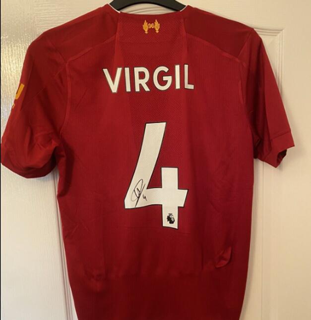 

Virgil van Dijk Soccer Jerseys Signed Autograph signatured Autographed auto jersey shirts, White