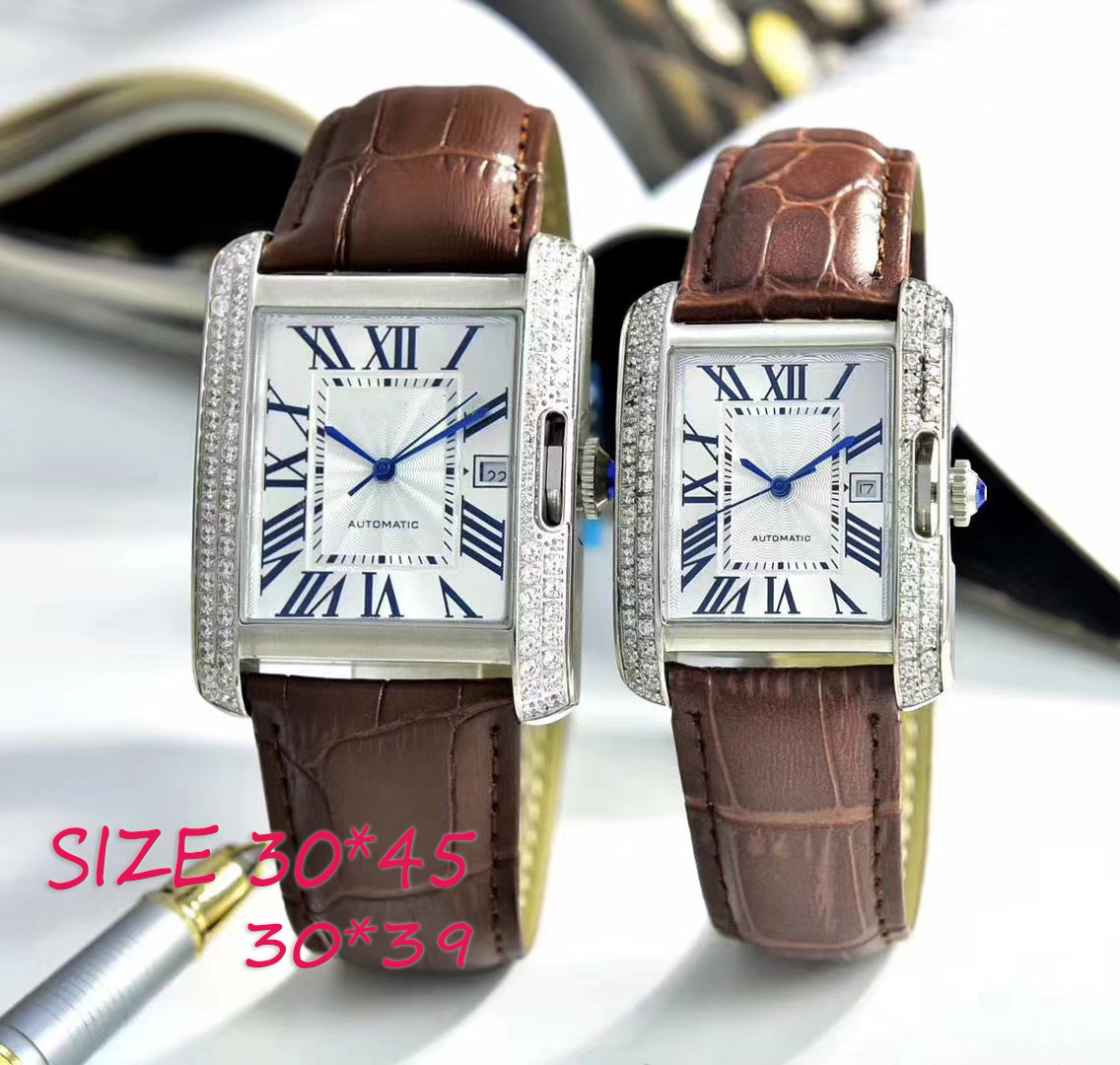 

watch for mans designer watches square watchs movement size 35 30MM Leather stainless steel bracelet sapphire glass waterproof women watchs RELOJ HOMBRE Orologio., Tool