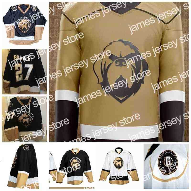 

College Hockey Wears 2021 Newfoundland Growlers Hockey Jersey Trey Bradle Brady Ferguson Justin Brazeau Matt Bradley Marcus Power Giorgio Estephan Todd Skirving, Women s-xxl/third new jersey
