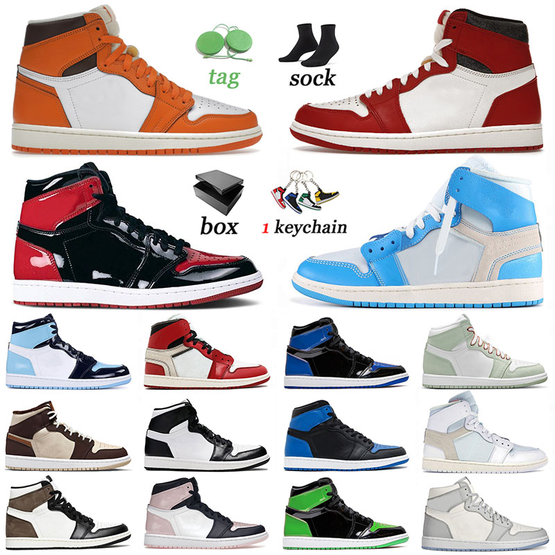 

New 1s Jumpman Jorda 1 Basketball Shoes Jorden 1 For Mens Womens Airness Denim Panda Cactus Jack Patent Bred High Sneakers Mid Dutch Green Designer Trainers, 36-46 cream dark chocolate