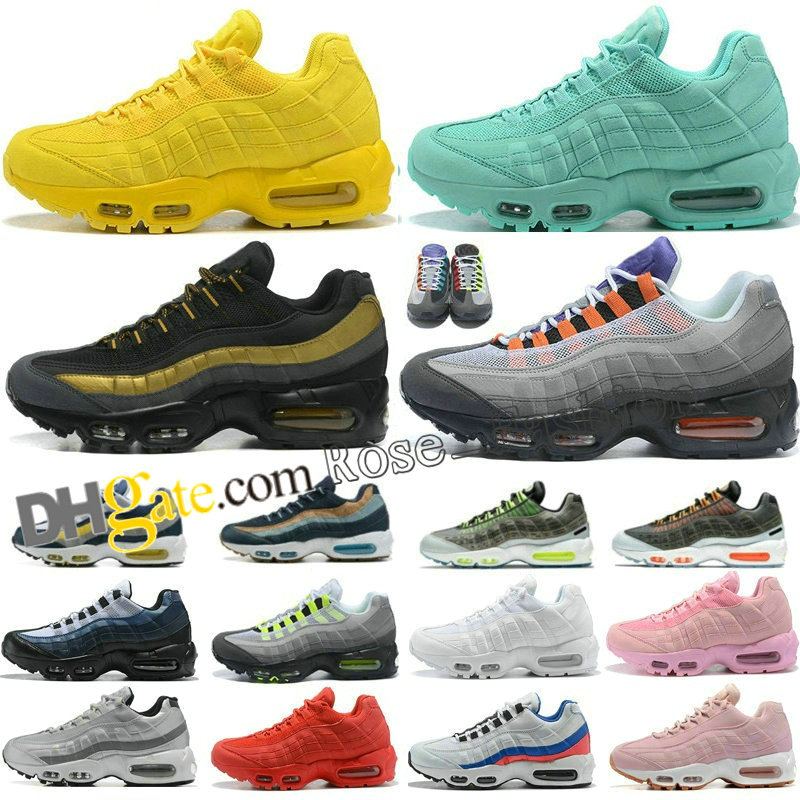 

95 Running Shoes Triple Black White 95s Worldwide Neon Laser Fuchsia Red Yellow Orbit Bred Aqua Men Women Trainers Outdoor Sports Sneakers Athletics Shoe With box, Color no. 040