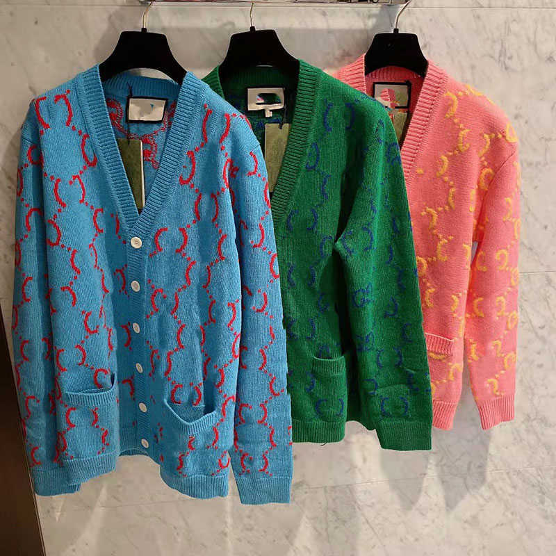 

Milan Runway Spring Summer Brand Same Style Sweater Long Sleeve Blue V Neck Striped Cardigan Womens beike, Green