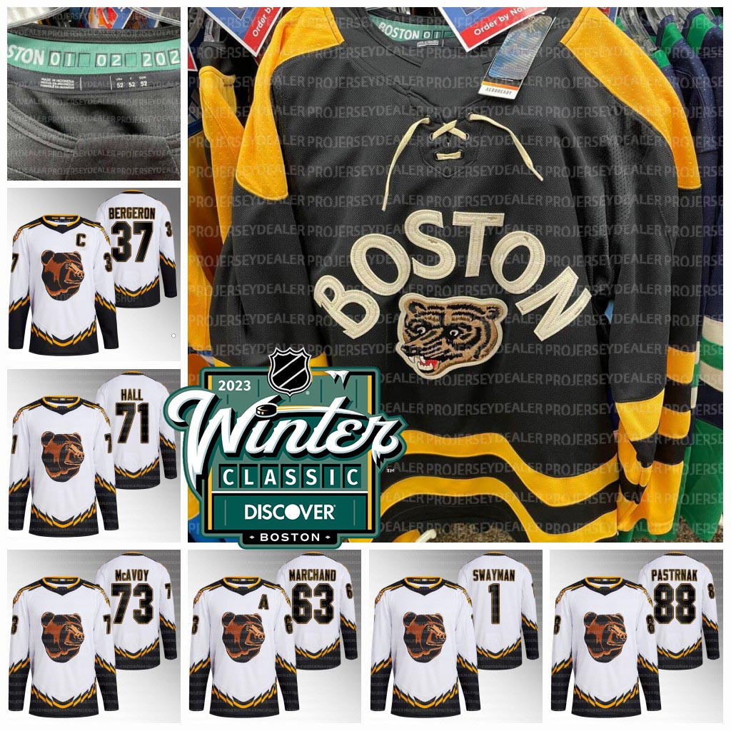 

Bruins Brad Marchand 2023 Winter Classic Jersey David Pastrnak Patrice Bergeron Charlie Coyle Taylor Hall McAvoy Craig Smith Nick Foligno Jeremy Swayman Boston, Home jersey youth s-xl