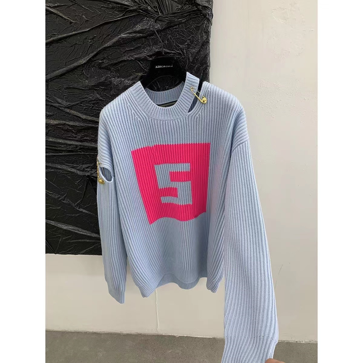 

Designer Sweater Women's Autumn Round neck striped fashion Long Sleeve Women High End Jacquard Cardigan knitting Sweaters Coats, Blue