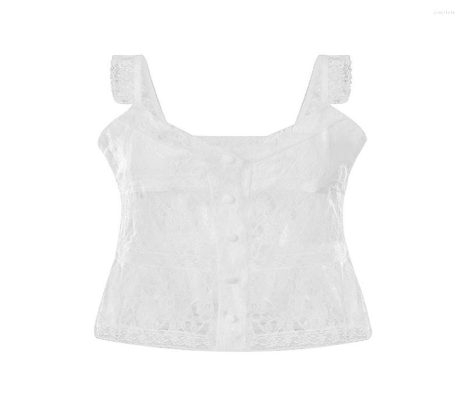 

Women039s Tanks Camis Ladies Lace Perspective Camisole 2022 California Romper Summer Autumn Women Leisure Style Floral Patter5227223, White