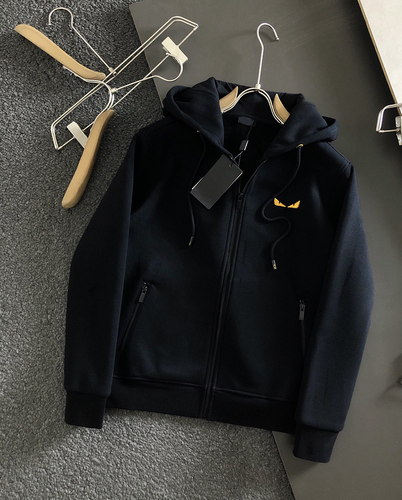 

2022 New Men's Plush Sweatshirts Cardigan Luxury Brand Quality Design Hooded Collar Sweater Coat, Black