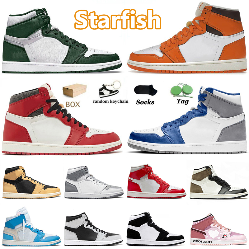 

1 1s Mens Basketball Shoes Lost Found Gorge Pine Green Bred Patent Dark Mocha Newstalgia StarFish Shadow True Blue Denim Men Women Trainers Sports Sneakers With Box, A8 36-46 offfwhite red