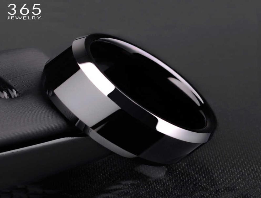 

New Design 8mm Width Black Titanium Stainless Ring for Women Men High Quality Couple Ring Wedding Jewelry Q0708