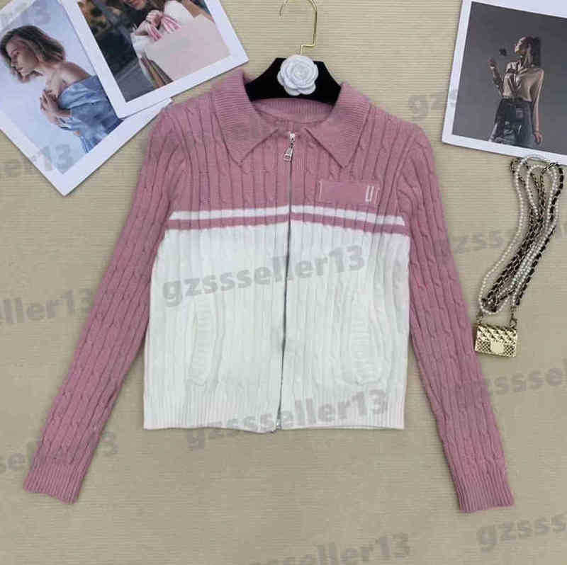

Cardigan Women Sweaters Fashion Brand Letter Logo Print Autumn Designer Tops High Quality Zip Cardigans Lapel Sweater Womens Clothing 0912