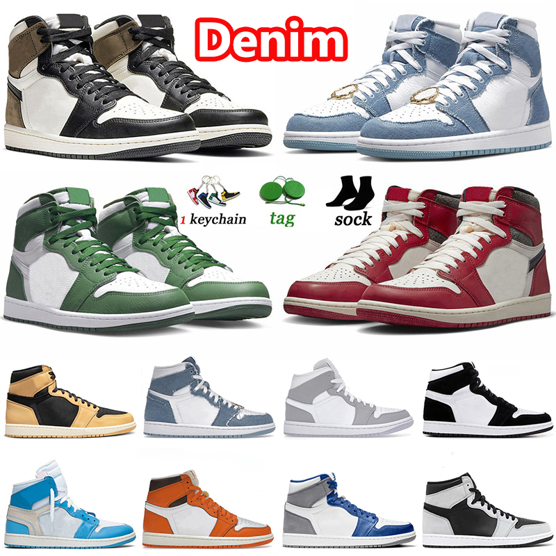 

OG Starfish Basketball Shoes Off Jumpman 1 low White 1s Reverse Dark Mocha Denim Chicago Bred Blue Mens Women Trainers Sports Sneakers, Item.48 36-47