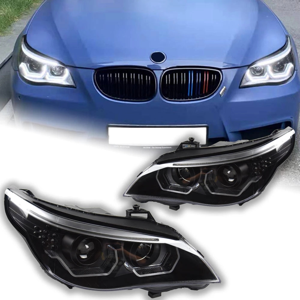 

Auto LED Headlights for BMW E60 Head lights 20 03-20 10 523i 530i Angel Eye LED Headlight DRL Hid Bi Xenon