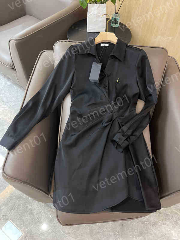 

Fashion Brand Women Embroidered Logo Dress Designer Autumn Long Sleeve Dress Women Clothing, 16