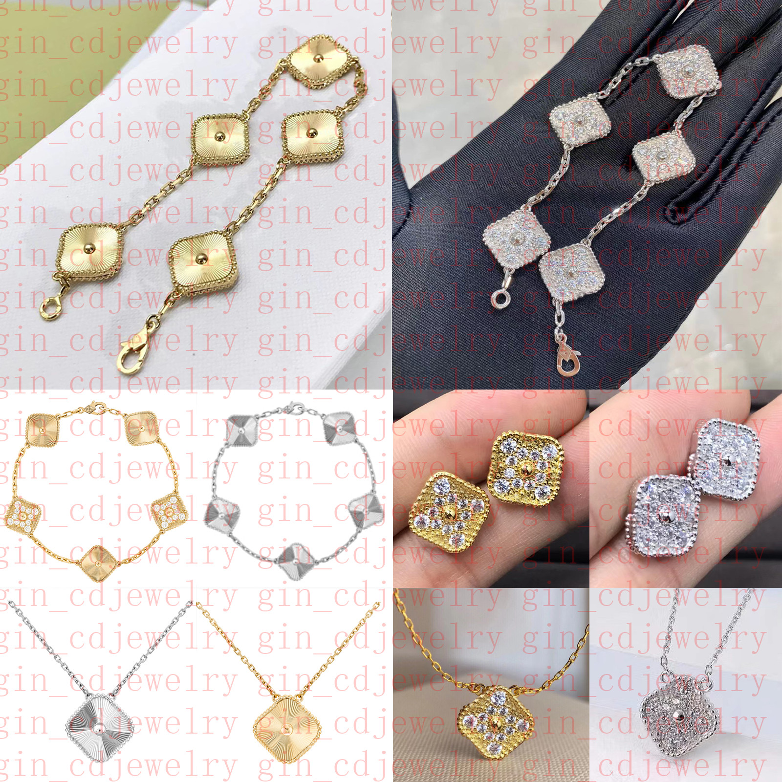 

Fashion Classic Lucky Clover Necklace Bracelet Stud Earrings Ladies and Girls Valentine's Day Mother's Day Engagement Jewelry van