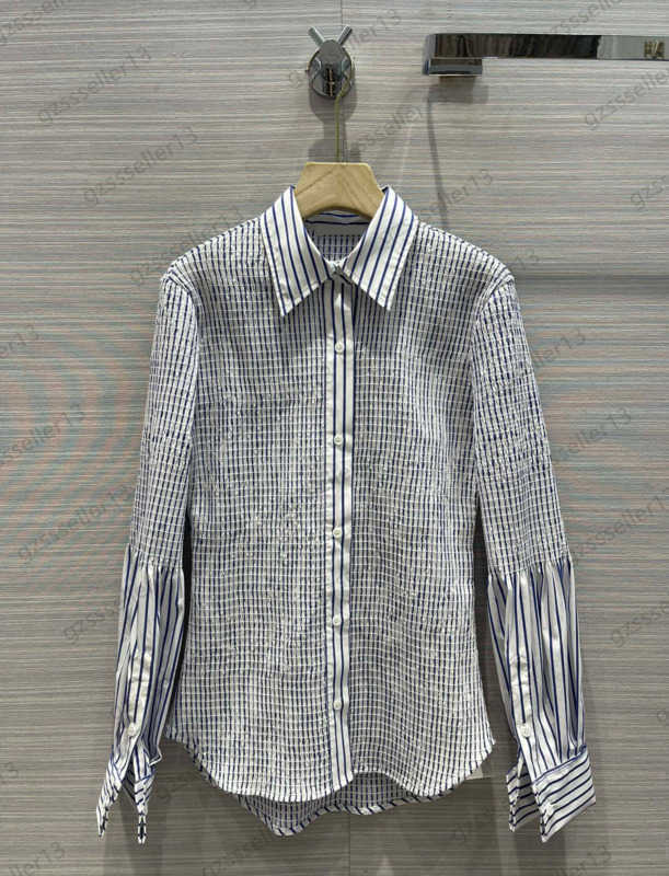 

Tops Womens Blouses Shirts Spring Lapel Long Plaid Designer Shirt Split Cuffs Irregular Hem Single Row Button Open Blouse Pure Cotton Women Clothing 1970