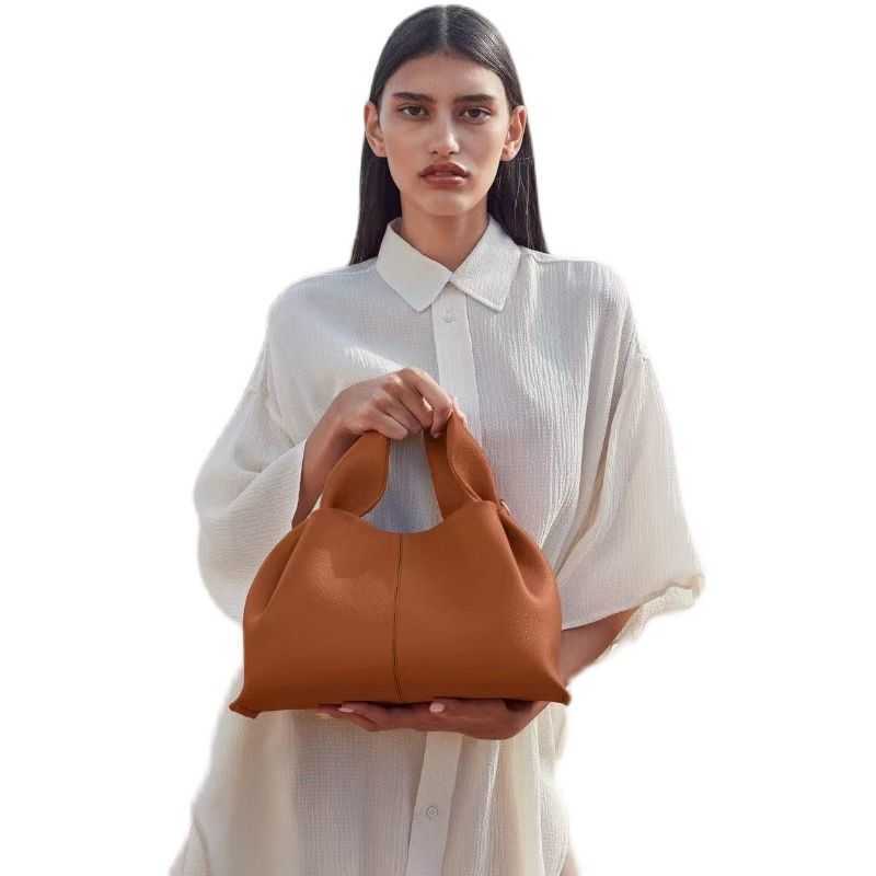 

Evening Bags Designer Polene Female Small number of polene paris cloud bag leather lady neuf No.9 portable diagonal span shoulder dumpling leisure, Black original logo