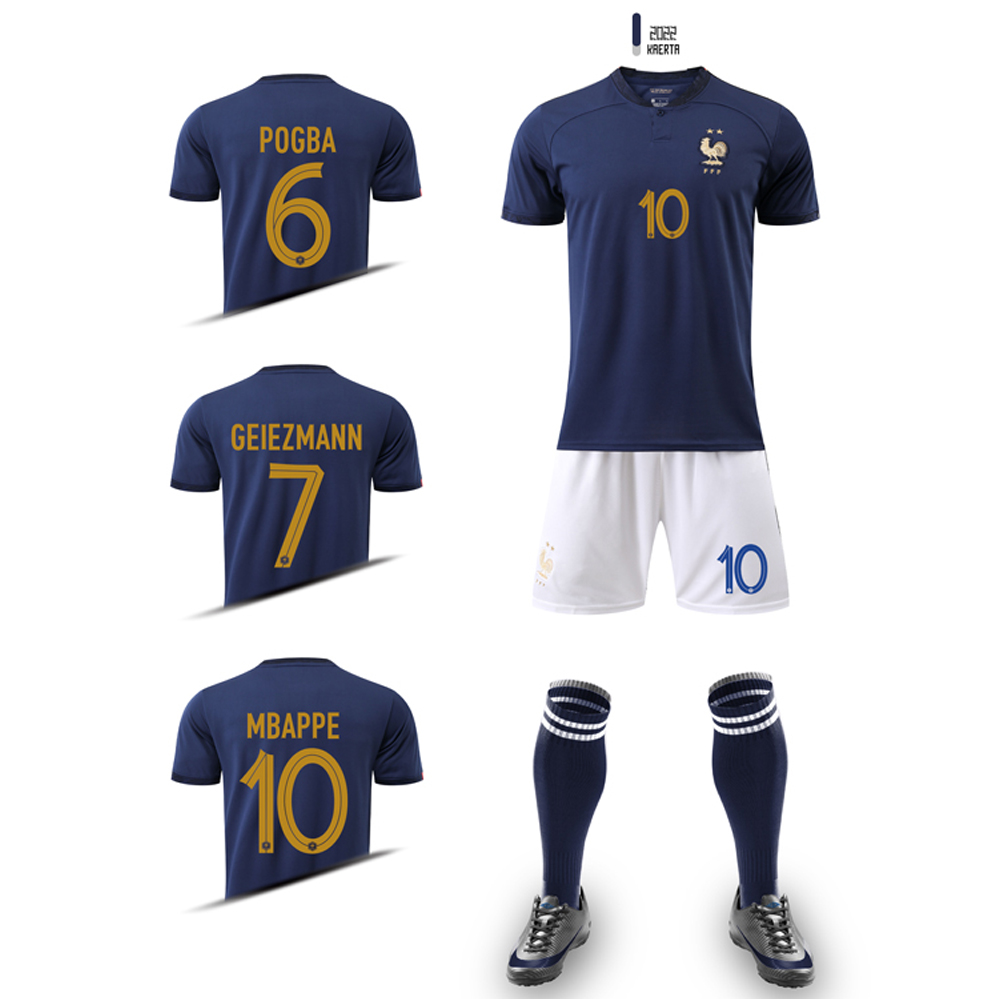 

French club Full Sets 2022 soccer jersey 2023 BENZEMA MBAPPE GRIEZMANN SALIBA COMAN PAVARD KANTE Maillot de foot equipe Maillots kids kit women Men football, 2022 home