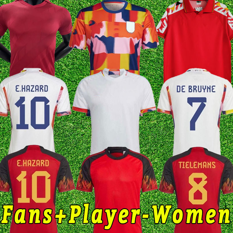 

FANS player BELGIUM 2022 soccer jerseys National Team DE BRUYNE HAZARD COURTOIS LUKAKU TIELEMANS 22 23 Batshuayi Football Shirt Kits women shorts retro 1986 1995, Away+patch
