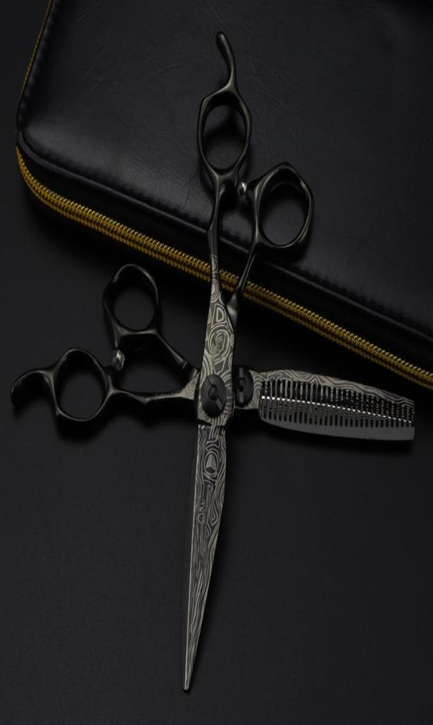 

Hair Scissors Professional 6 Inch Upscale Black Damascus Cutting Barber Tools Haircut Thinning Shears Hairdresser