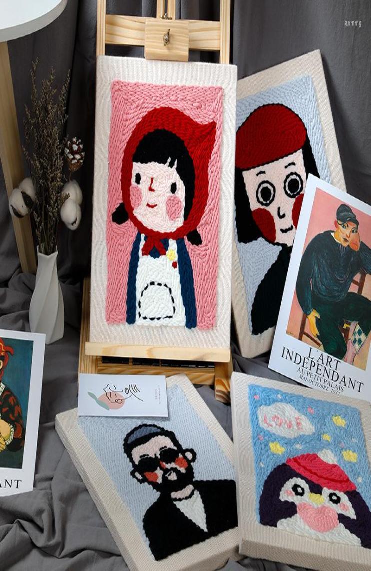 

Arts And Crafts Cartoon Characters Punch Needle Starter Kits Soft Yarn Embroidery Kit Easy Needlework Work Home Decor