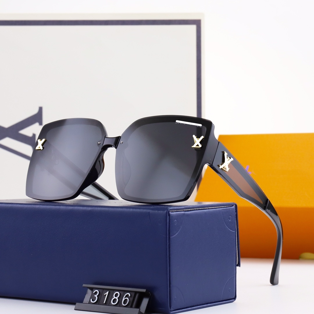 

Top luxury Sunglasses polaroid lens designer womens Mens Goggle senior Eyewear For Women eyeglasses frame Vintage Metal Sun Glasses With Box FF3186 toswrdpar
