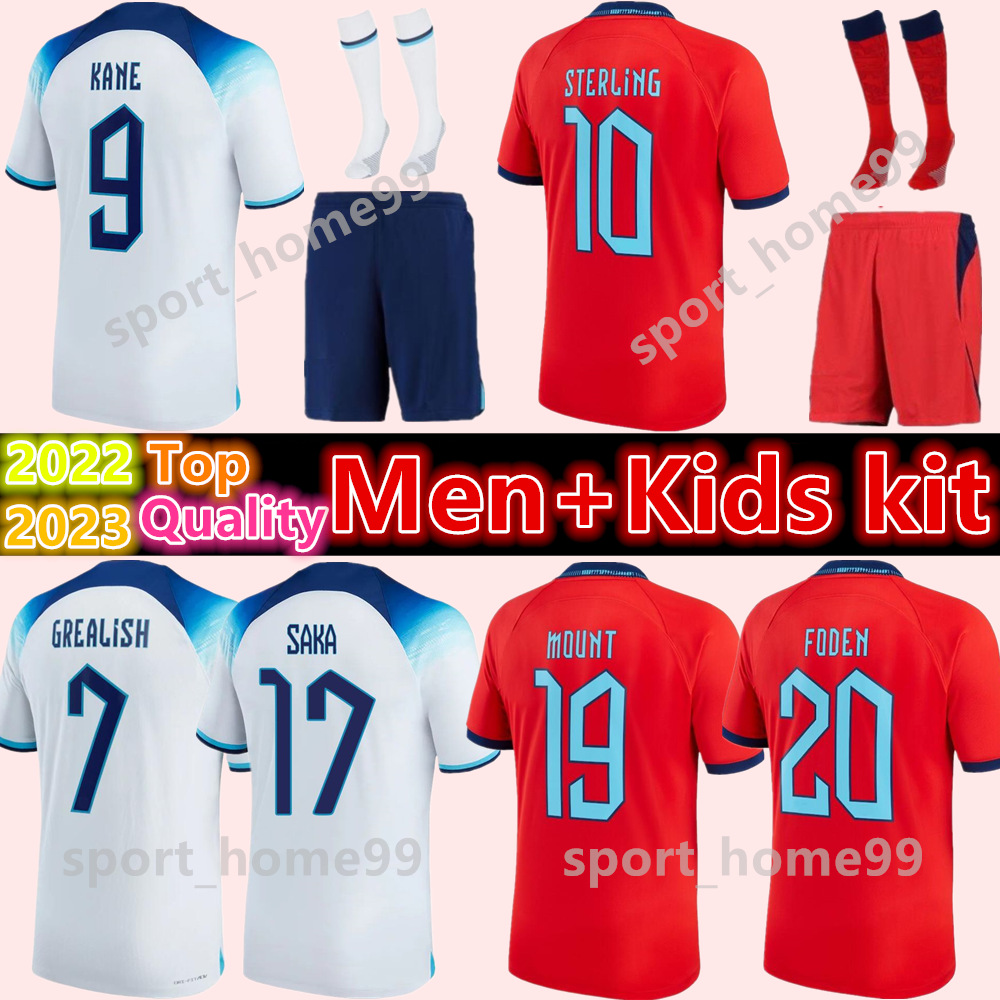 

New 2022 2023 Angleterre KANE FODEN Soccer Jerseys STERLING RASHFORD SANCHO BELLINGHAM home away Men Kids kit national team youth Football shirt sets uniforms, 22-23 kids-home+socks