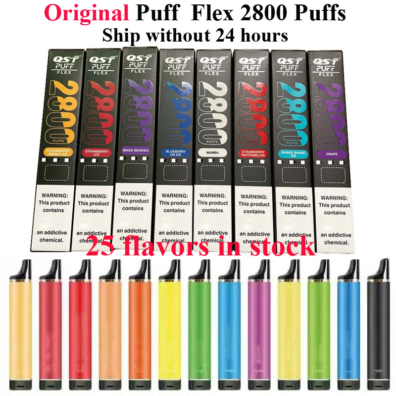 

Top quality Puff Flex 2800 disposable Vape pods device kits e cigarette 850mah battery pre-filled 8ml vaporizer 25 colors in stock newest packing