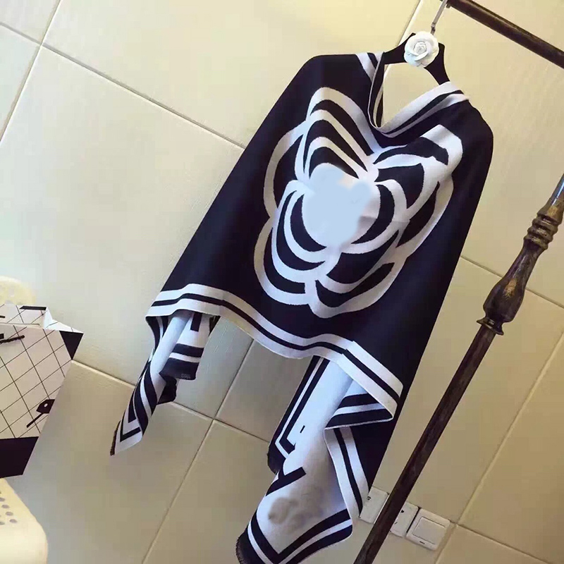 Brief Designer Scarves For Women Length180CM Wool Scarf Mens Camellia Pattern Scarves Winter Outdoor Accessories Christmas Gifts C22112207