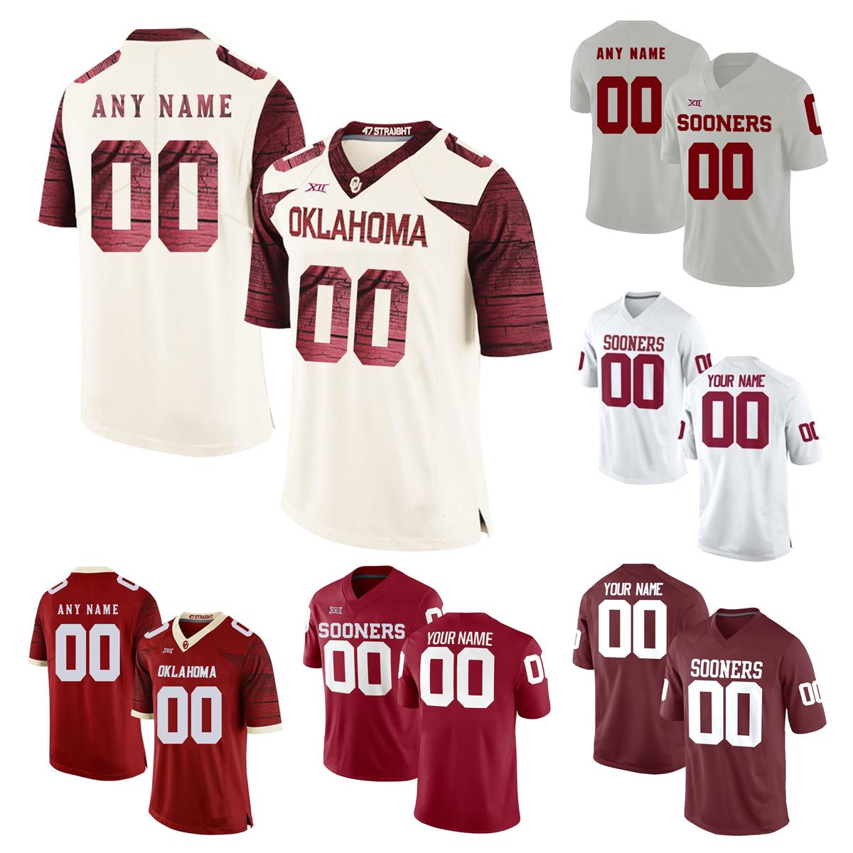 

Custom NCAA College Oklahoma Sooners Football Jerseys Kyler Murray CeeDee Lamb Durron Neal Spencer Rattler Mayfield C.Williams Bradford, Men
