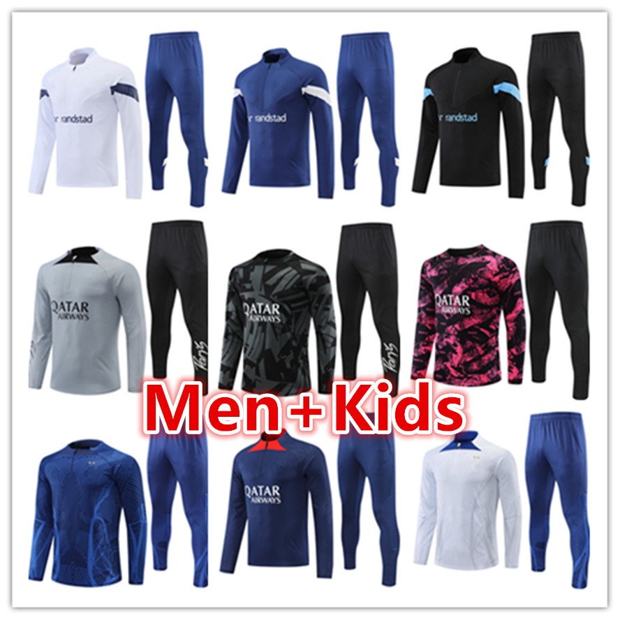 

kids Men tracksuit kit 22 23 psgs football jerseys training soccer tracksuits suit kit 2022 2023 MessiS survetement maillot om chandal tuta jogging set, 16