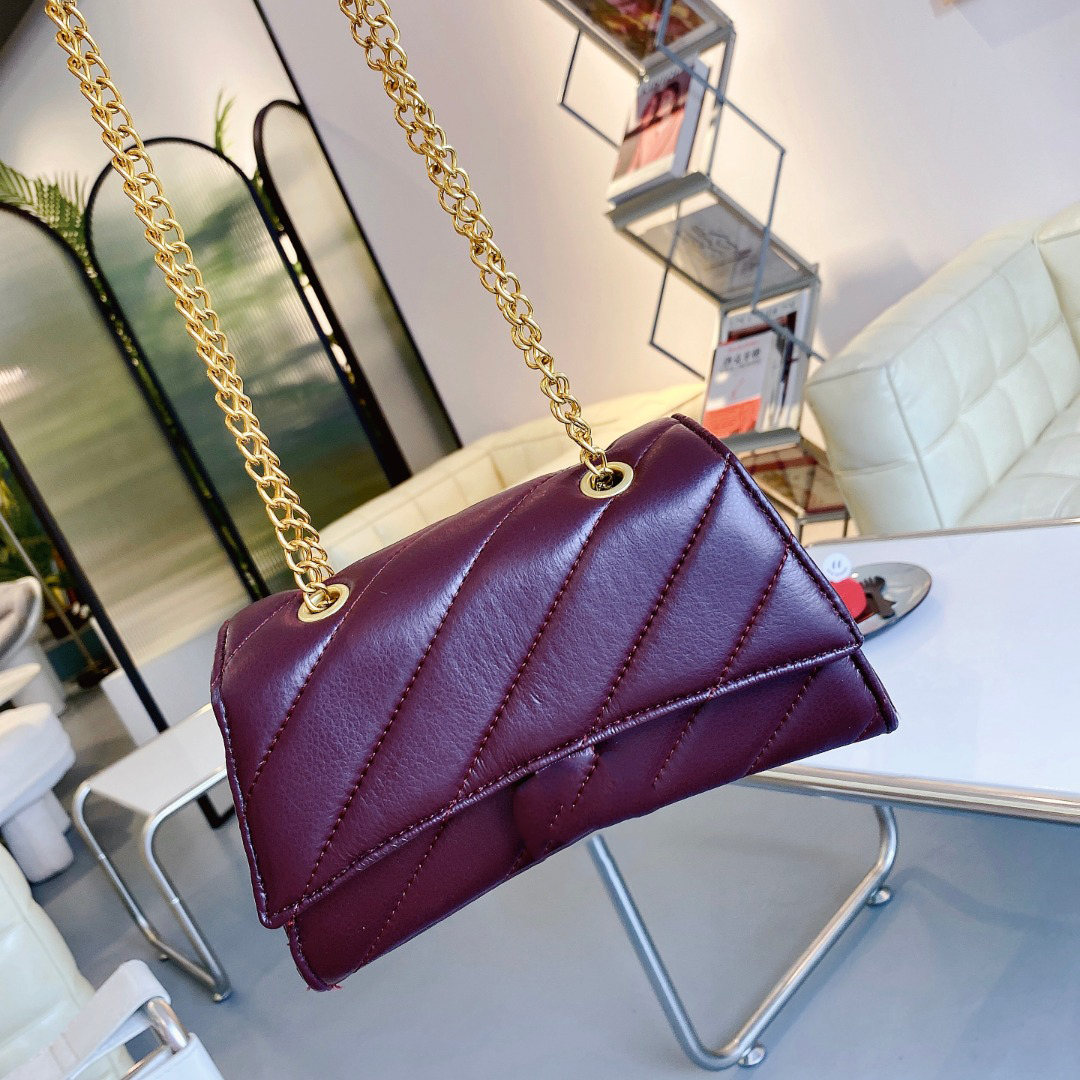 

Women's casual fashion Joker black shoulder bag chain messenger bag, Burgundy
