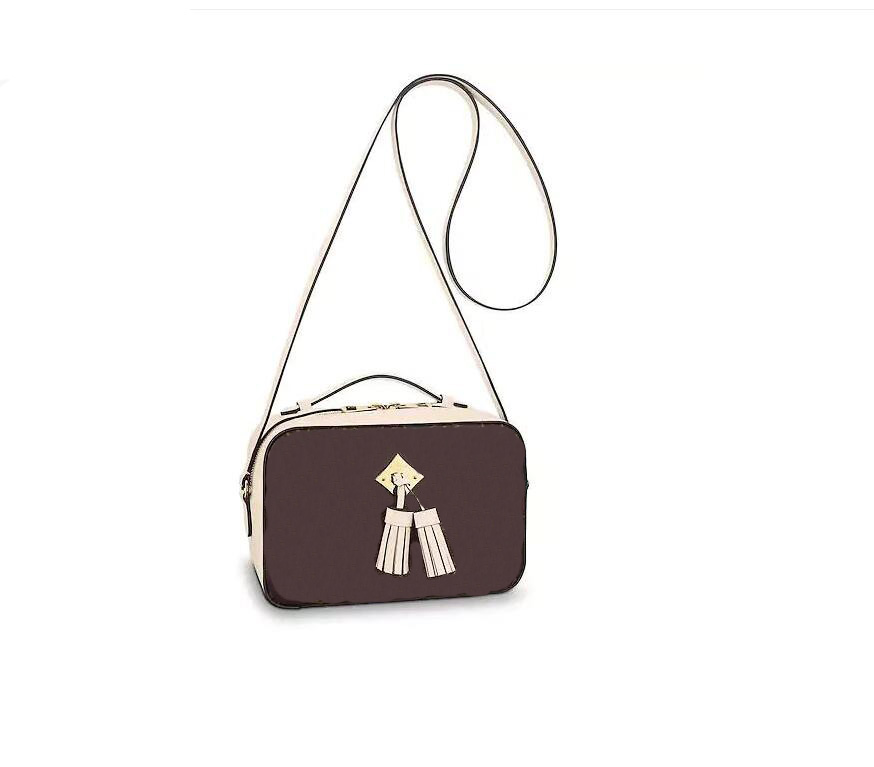 

SAINTONGE Tassel Camera Trunk bag Square Flaps Women Mini messenger handbag Monograms Empreinte Clutch evening Purse Shoulder Cross body Tote M43555 M44597, Brown black