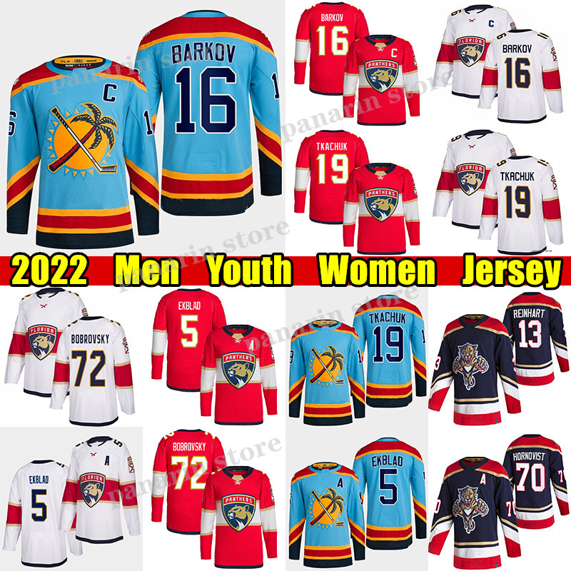 

#16 Aleksander Barkov Reverse Retro hockey jersey #5 Aaron Ekblad Panthers#19 Matthew Tkachuk Sergei Bobrovsky Patric Hornqvist Sam Reinhart Eric Staal jerseys, White women