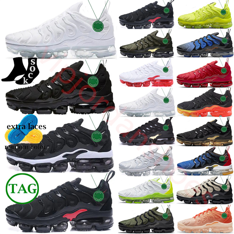 

2023 New TN Plus Casual Shoes For Men Women size 36-47 triple Black Bubblegum Yolk Cherry Cool Grey Neon Olive Pure Platinum Dark Blue Mens, Color # 27