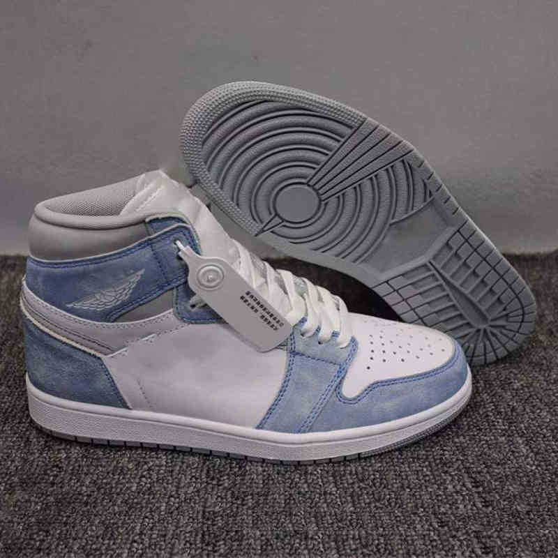 

Shoes 1 High OG Hyper Royal BasketballShoes 555088-134 Light Smoke Grey-White 1s University Blue Suede Man womens Outdoors Sneakers 555088-402, Us7women=38