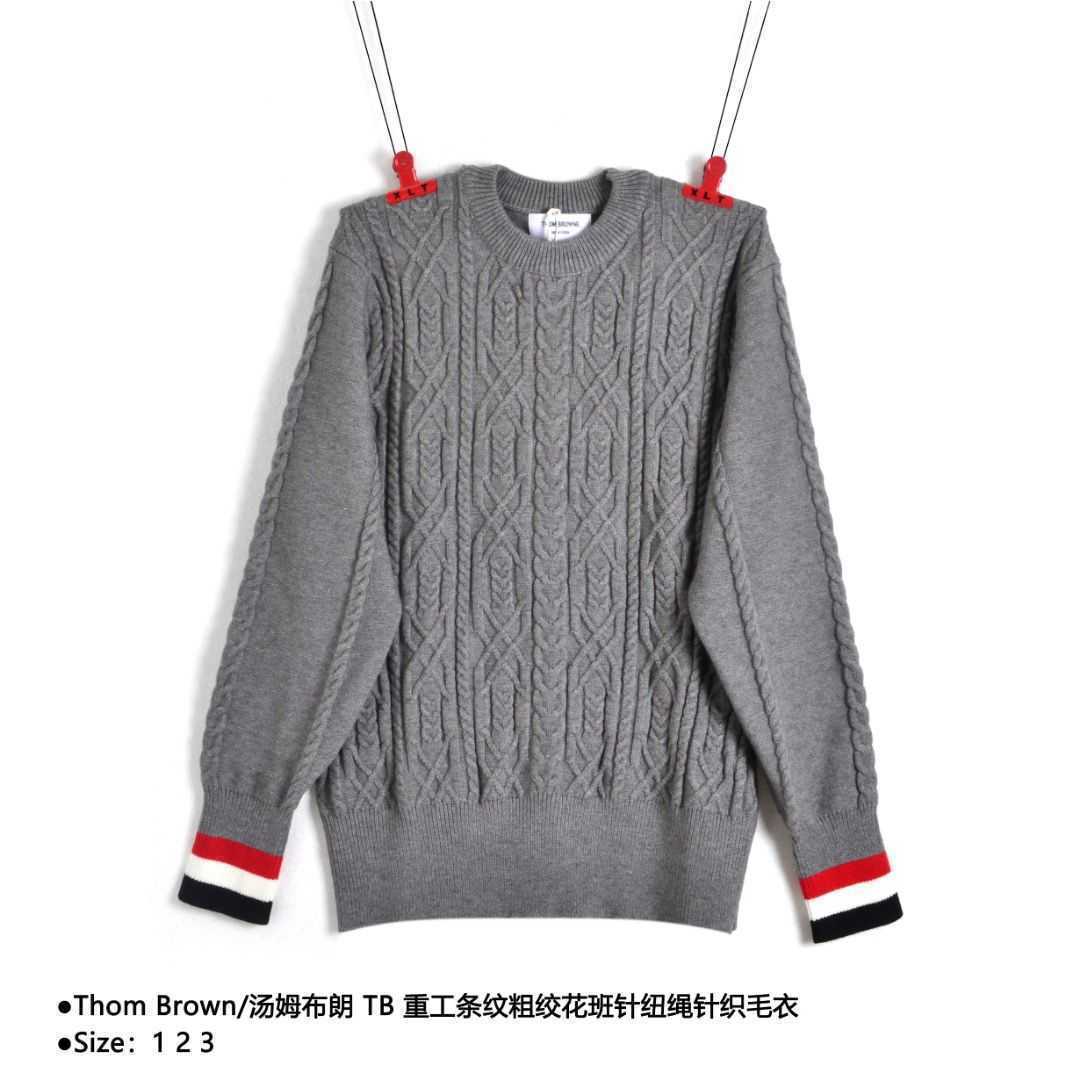 

Casual Luxury Hoody Thoms Brownn stylist Hoodies Men Women Designer Sweater Brown/tom Tb Stripe Coarse Twisted Pattern Needle and Cord Knitted, White