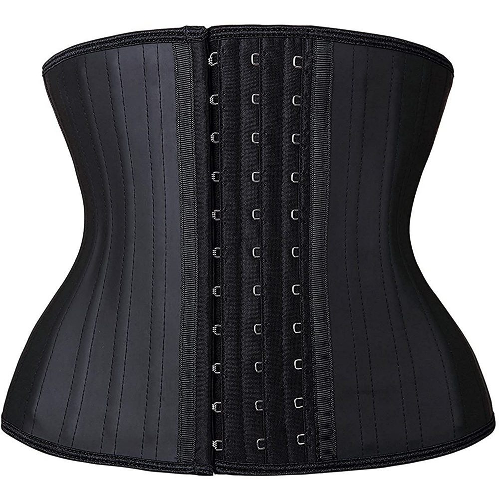 

25cm 25 Steel bones Latex Corset Waist Control Corset and Bustier Underbust Waist Trainer Slimming Shaper Corselet 9047, Black