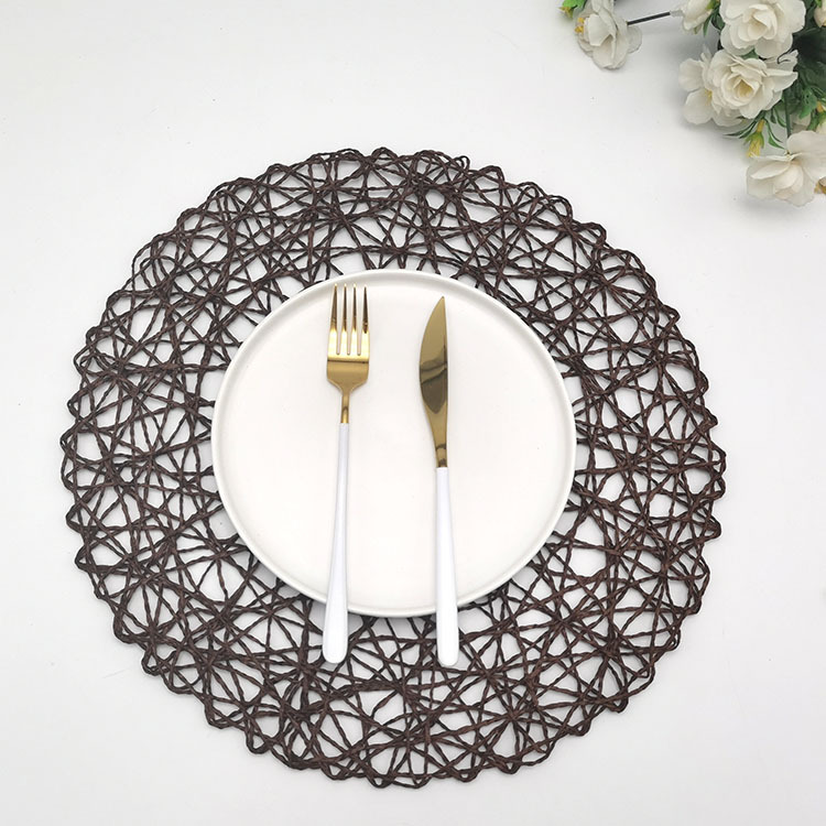 

38cm Placemat Kindergarten Decoration DIY Paper Rope Mat Hand-woven Heat Insulation Mat Circular Table Cushion Coaster 1223746