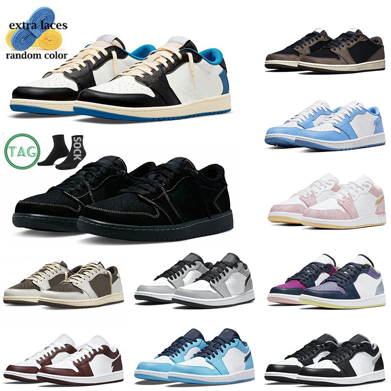 

1 1s Low Mens Basketball Shoes 2023 Top Quality Phantom Fragment Travis Scotts Dark Reverse Mocha Wolf Grey UNC Bred Toe Women Lows Sports Trainers Sneakers With Socks, Item#20 40-46