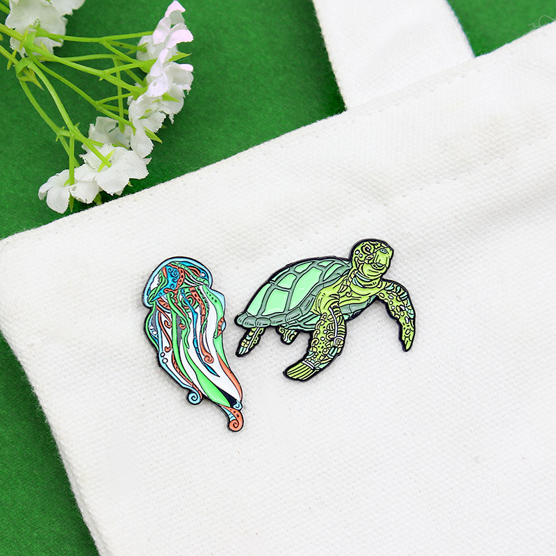 

Cute Marine Organism Enamel Pins Jelly Fish Turtle Lapel Pin Brooches Shirt Jeans Bag Pin Badges Kawaii Girl Jewelry, Color #1