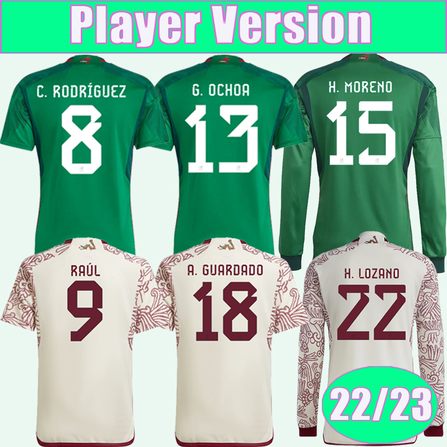 

22 23 Mexico Soccer Jerseys Player Version H. LOSANO RAUL GUARDADO CHICHARITO G DOS SANTOS O. PINEDA A. GUARDADO Home Away Football Shirts Short Sleeves, Qy11426 22 23 away no patch